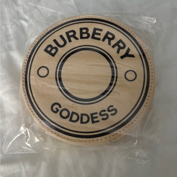 Burberry Goddess Beige Round Jewelry Travel Case Canvas Zip Pouch - Picture 3 of 4